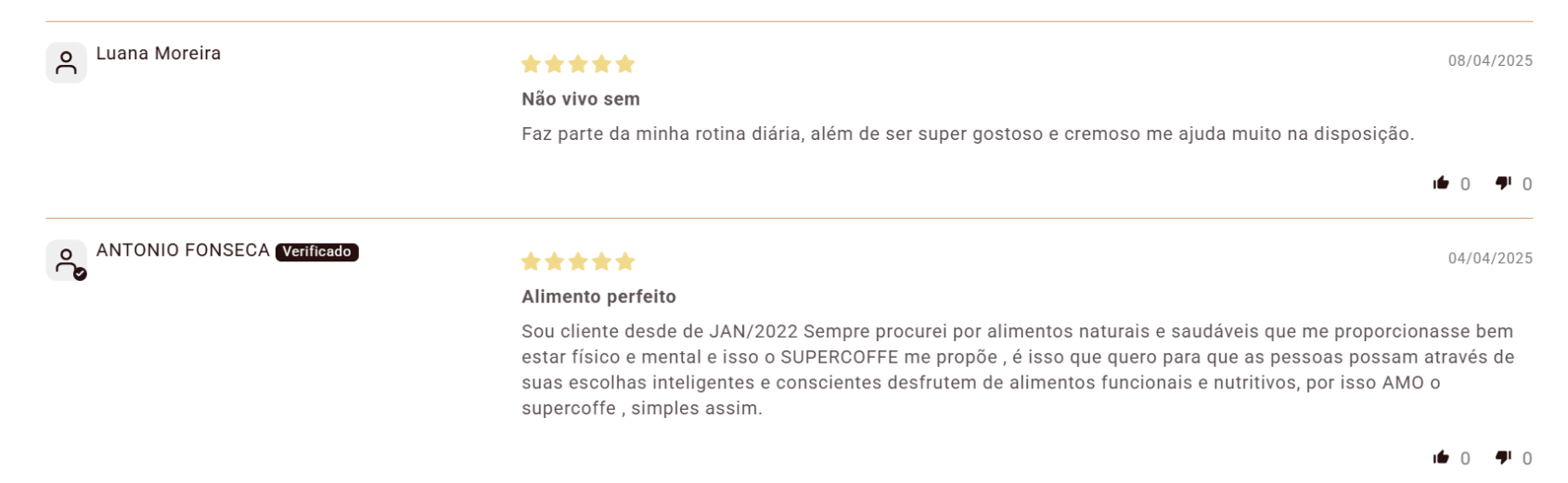 avaliação de pessoas dizendo que supercoffee vale a pena