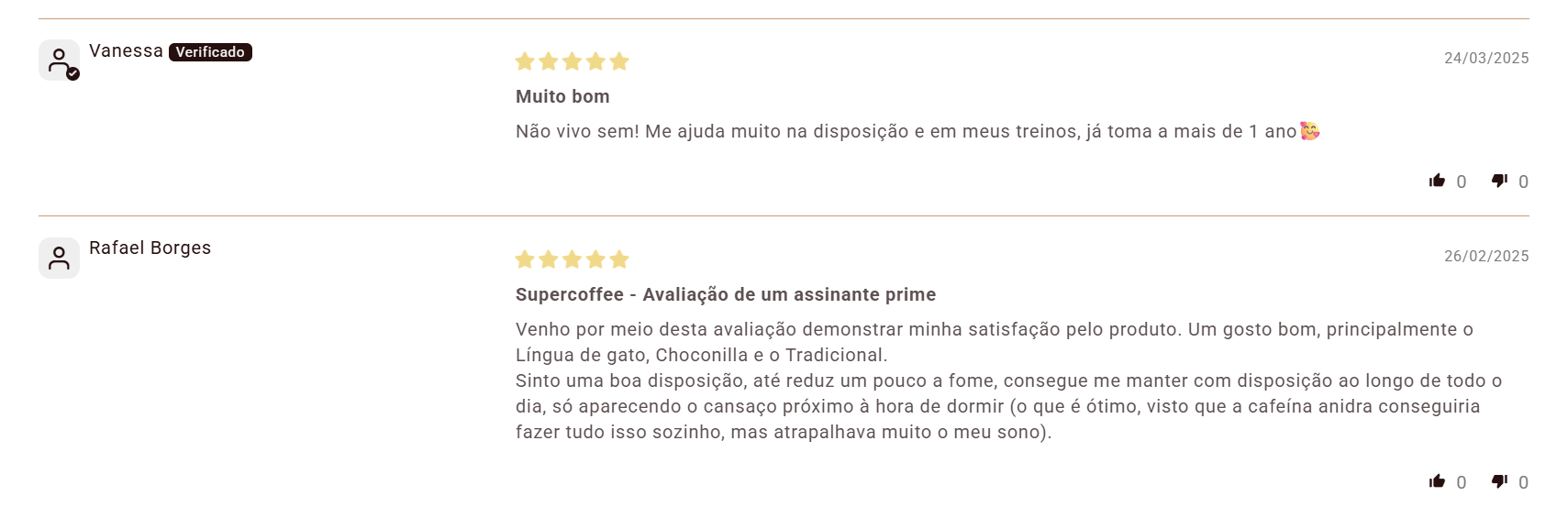 avaliação de pessoas dizendo que supercoffee vale a pena