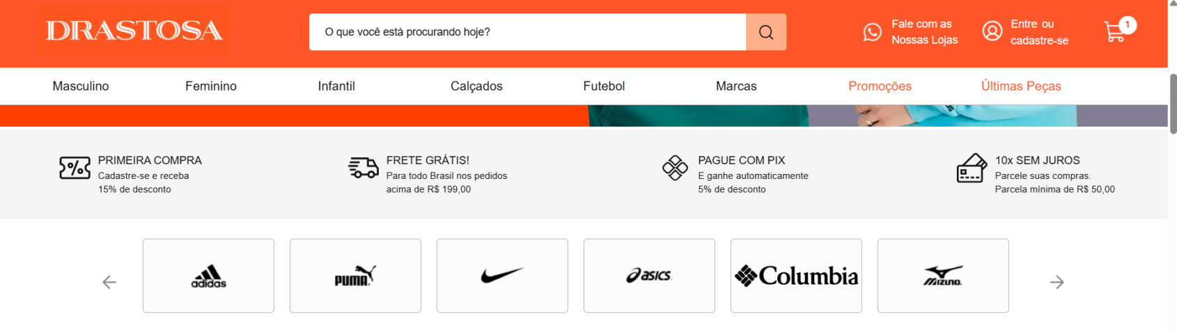 página inicial de site para comprar com cupom de desconto Drastosa