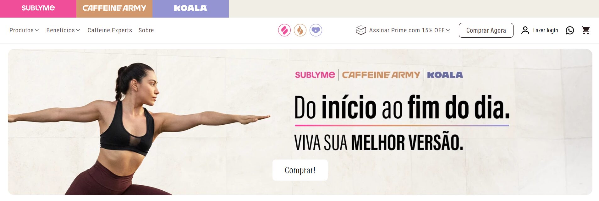 página inicial do site da caffeine army